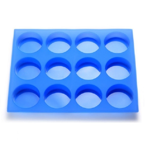 12 cavities round shape silicone soap mold blue