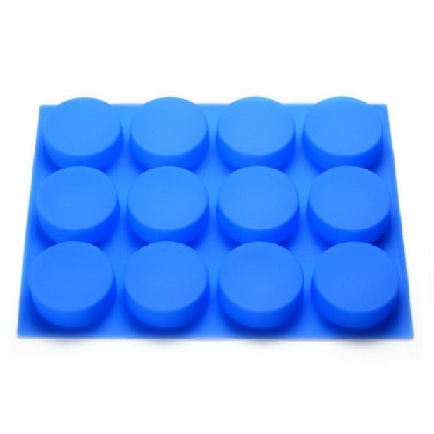 12 cavities round shape silicone soap mold blue