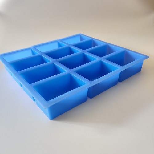 12 cavities square silicone soap mold blue