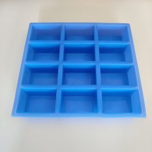 12 cavities square silicone soap mold blue