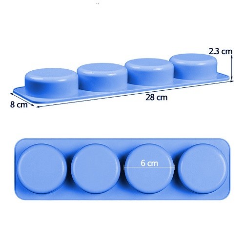 4 cavities round shape silicone soap mold