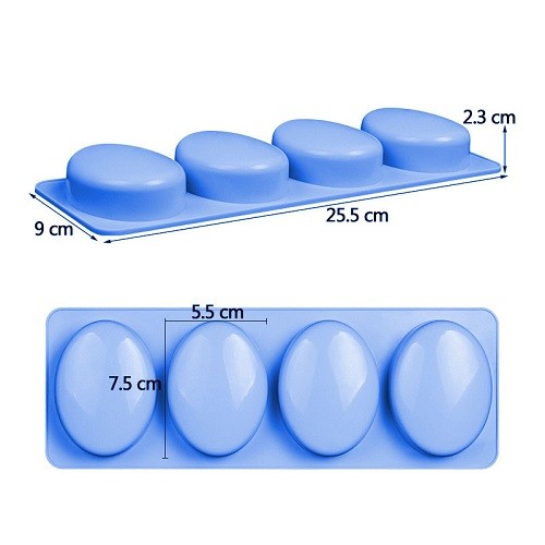4 cavities silicone oval shape soap mold