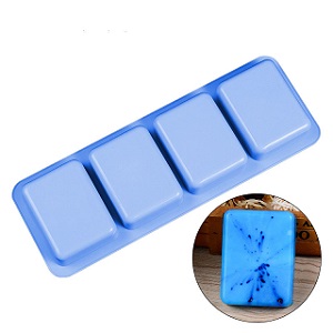 4 cavities square silicone bar soap making molds 