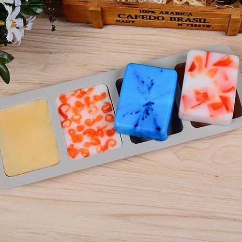 4 cavities square silicone bar soap making molds