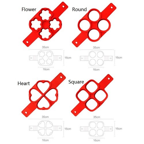 4 packs silicone egg frying mold pancake mould