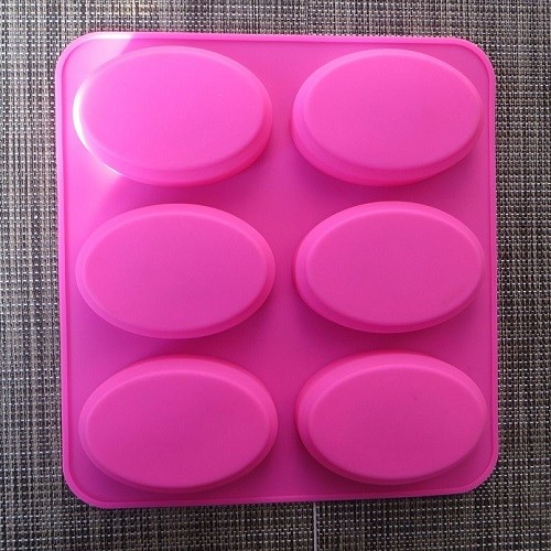 6 cups oval shape lace flower silicone soap mold