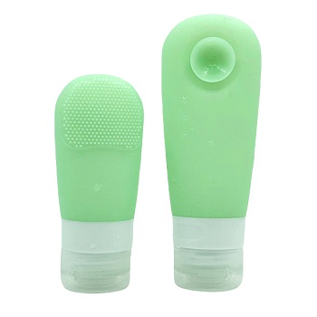 60ml 90ml silicone travel shampoo bottle set with facial cleaning brush