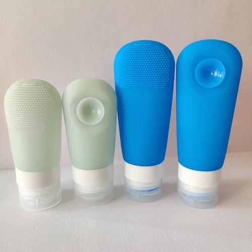 60ml 90ml silicone travel shampoo bottle set with facial cleaning brush
