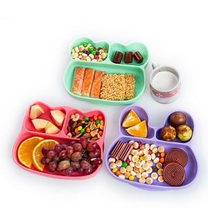 Bear Rabbit and Kitty shape silicone divided suction bowl