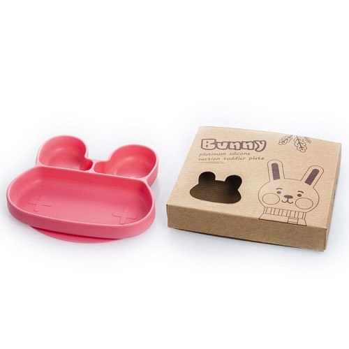 Bear Rabbit and Kitty shape silicone divided suction bowl