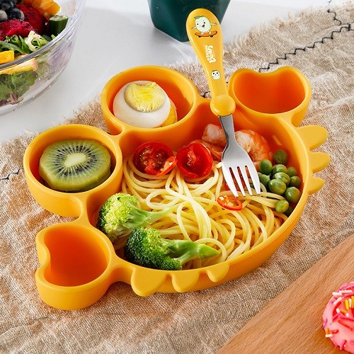 Crab shape silicone divided suction plate bowl