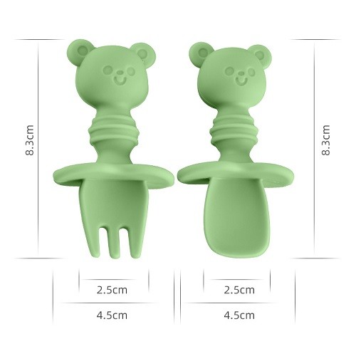 Flexible anti choke Bear design baby kids spoon and fork set