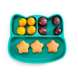  Kitty cat shape silicone divided suction plate bowl