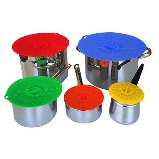 Microwavable 5pcs set silicone suction lid for bowls plate pots pans