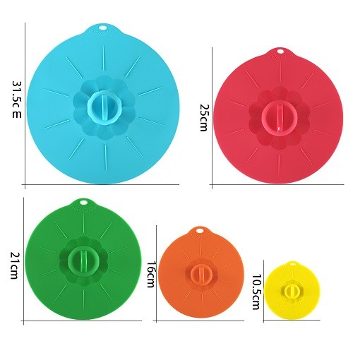 Microwavable 5pcs set silicone suction lid for bowls plate pots pans