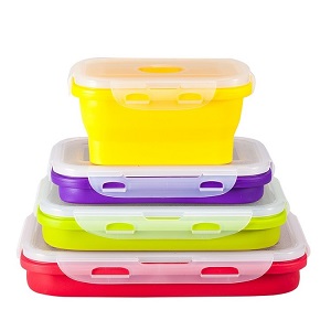 Microwave safe leak proof silicone collapsible lunch box