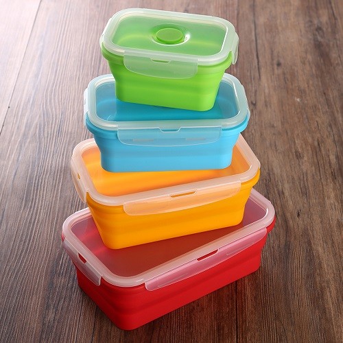 Microwave safe leak proof silicone collapsible lunch box