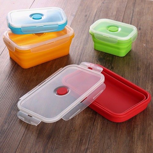Microwave safe leak proof silicone collapsible lunch box