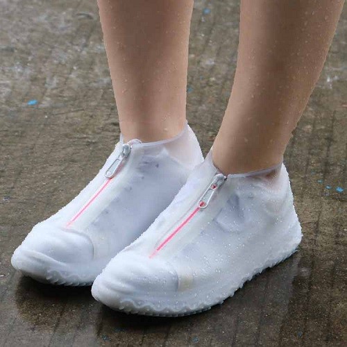 Portative silicone waterproof shoe cover with zipper