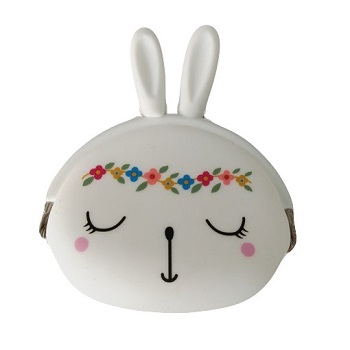 Rabbit animal silicone coin purse with colorful printed