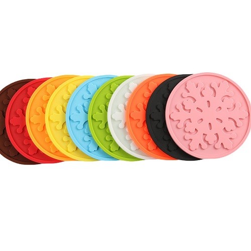 XMAS promotional gift 9cm round silicone snowflake coaster
