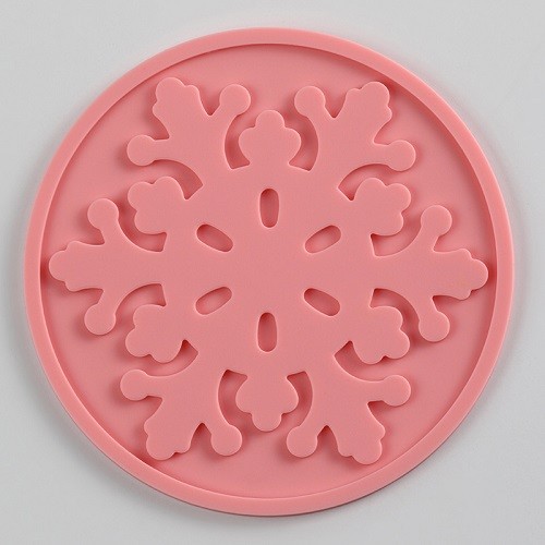 XMAS promotional gift 9cm round silicone snowflake coaster