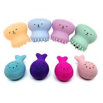 Octopus whale silicone sponge face cleaning brush