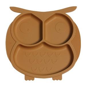 Customized owl shape silicone divided suction plate bowl 