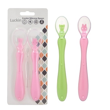 New arrival rabbit bear designs silicone baby spoon