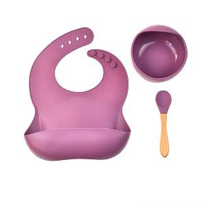 silicone baby bib suciton bowl and spoon set