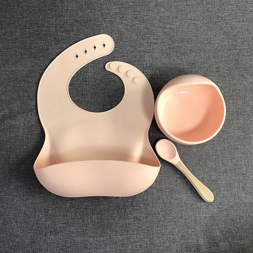 silicone baby bib suciton bowl and spoon set