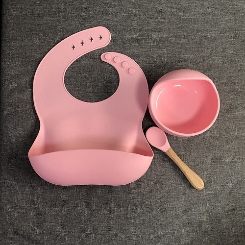 silicone baby bib suciton bowl and spoon set