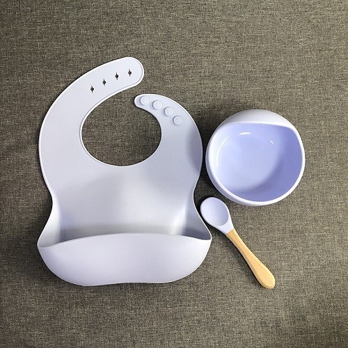 silicone baby bib suciton bowl and spoon set
