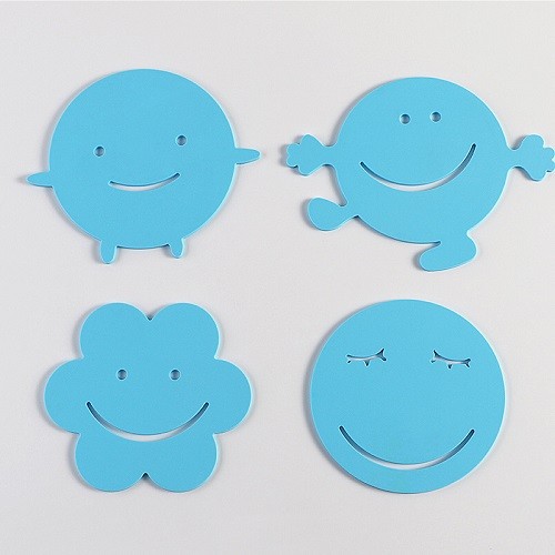 Custom logo advertising silicone cartoon smile face coffee cup coaster