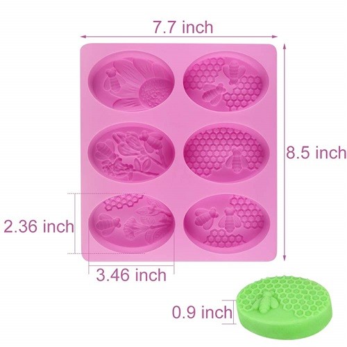 Oval shape bee honeycomb silicone soap mould