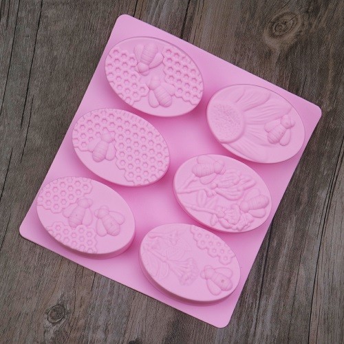 Oval shape bee honeycomb silicone soap mould